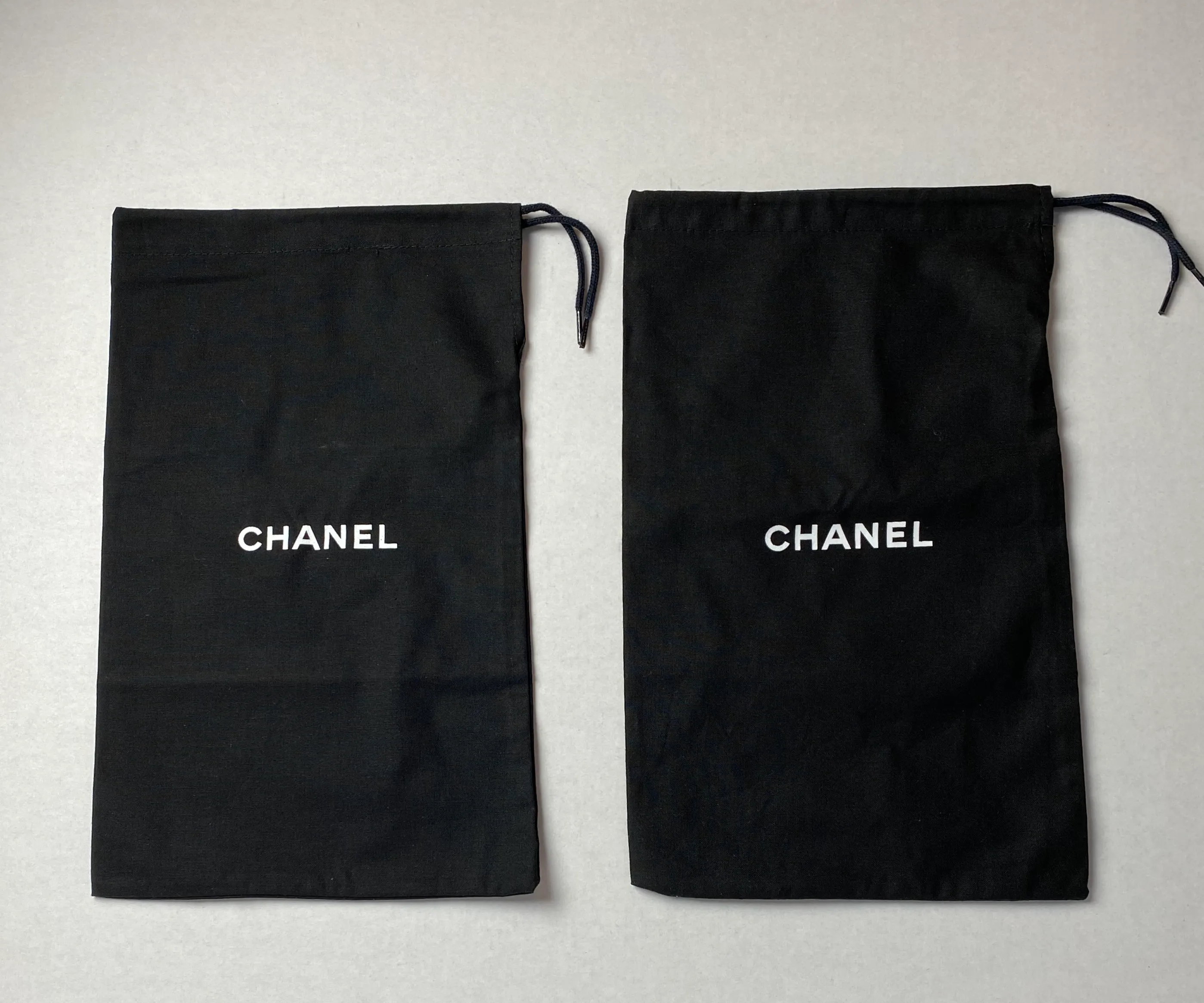 100% Auth Chanel Set of Two Black Shoe/ Small Bag/ Wallet Dust Bags 13"x 7.75"
