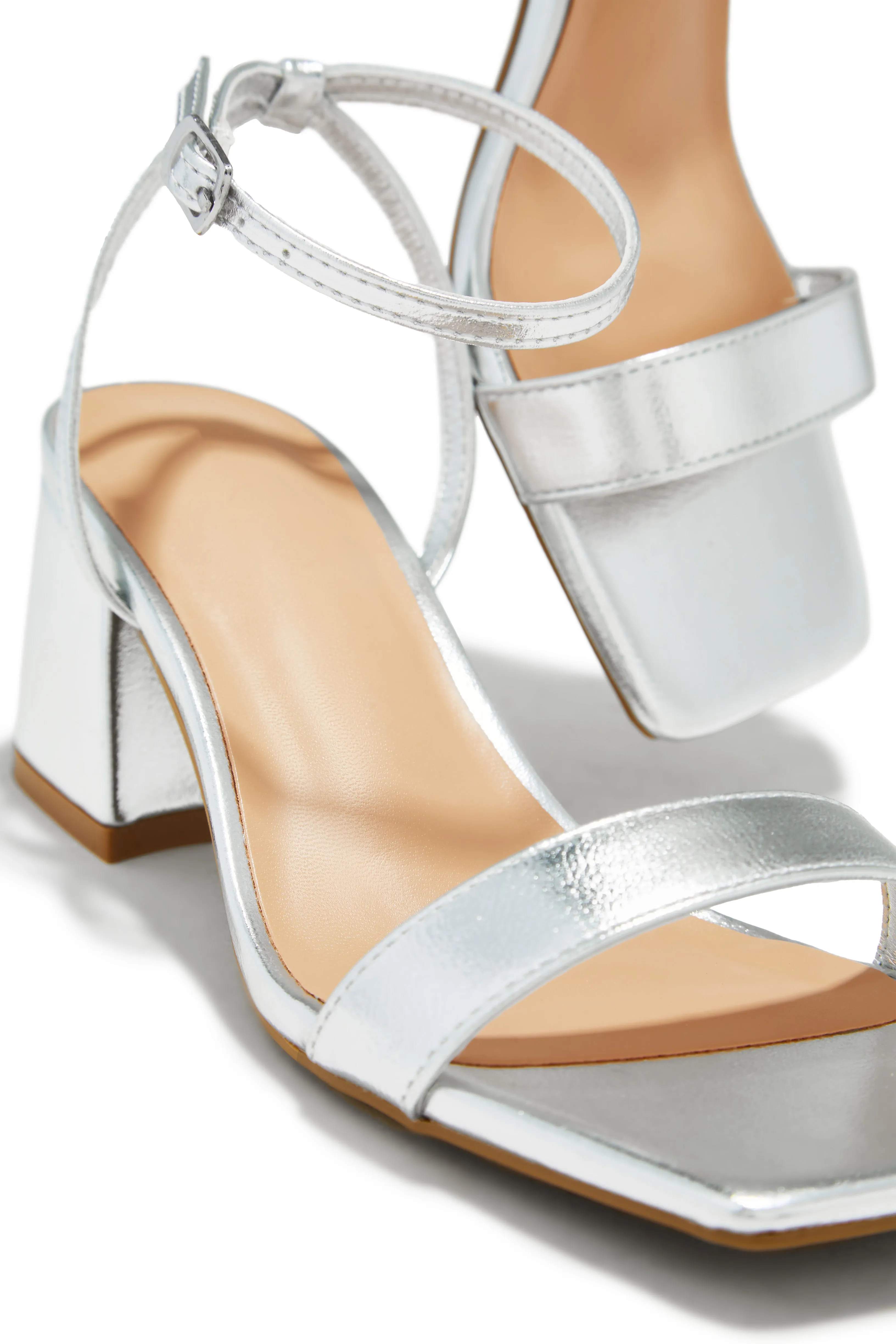 Alina Block Mid Heels - Silver