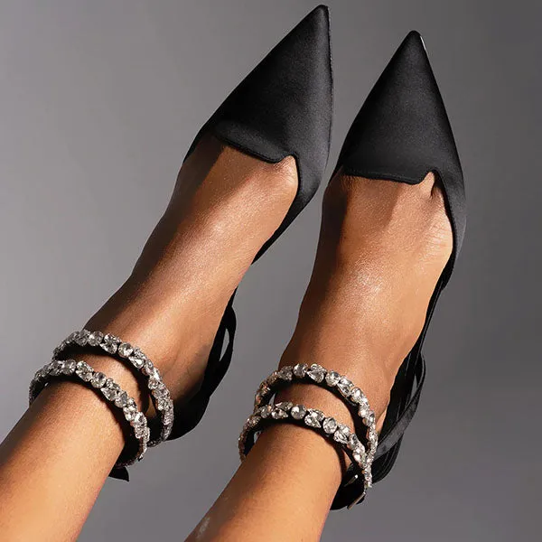 Amozae Patent Leather Pointed Toe Adjustable Ankle Strap Flats
