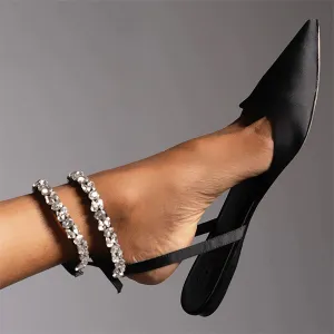 Amozae Patent Leather Pointed Toe Adjustable Ankle Strap Flats