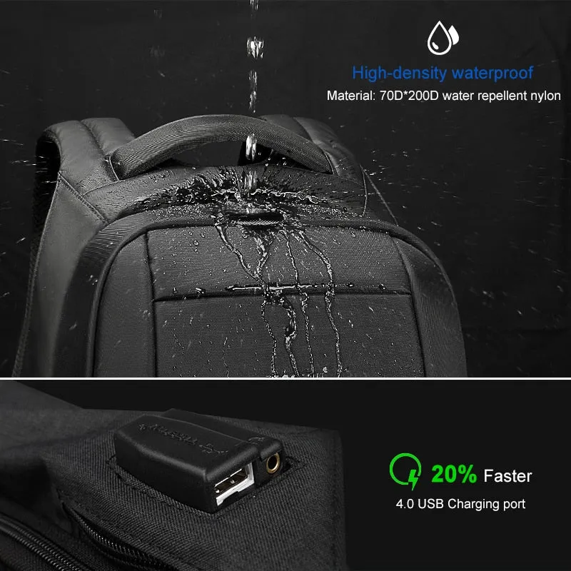 Anti-theft Laptop Backpack for Men Hidden Pocket Travel 15.6 inch USB Charging Waterproof Travel Bags