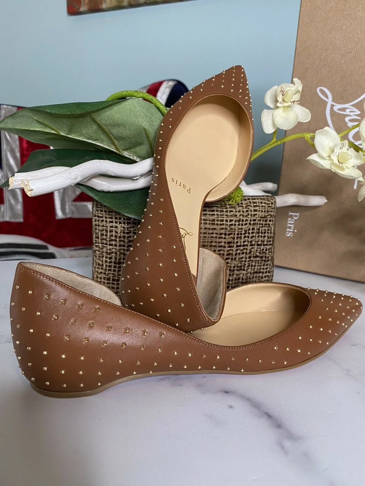 Authentic Christian Louboutin Iriza Studded  Ballerina Flats Size 37 (7)