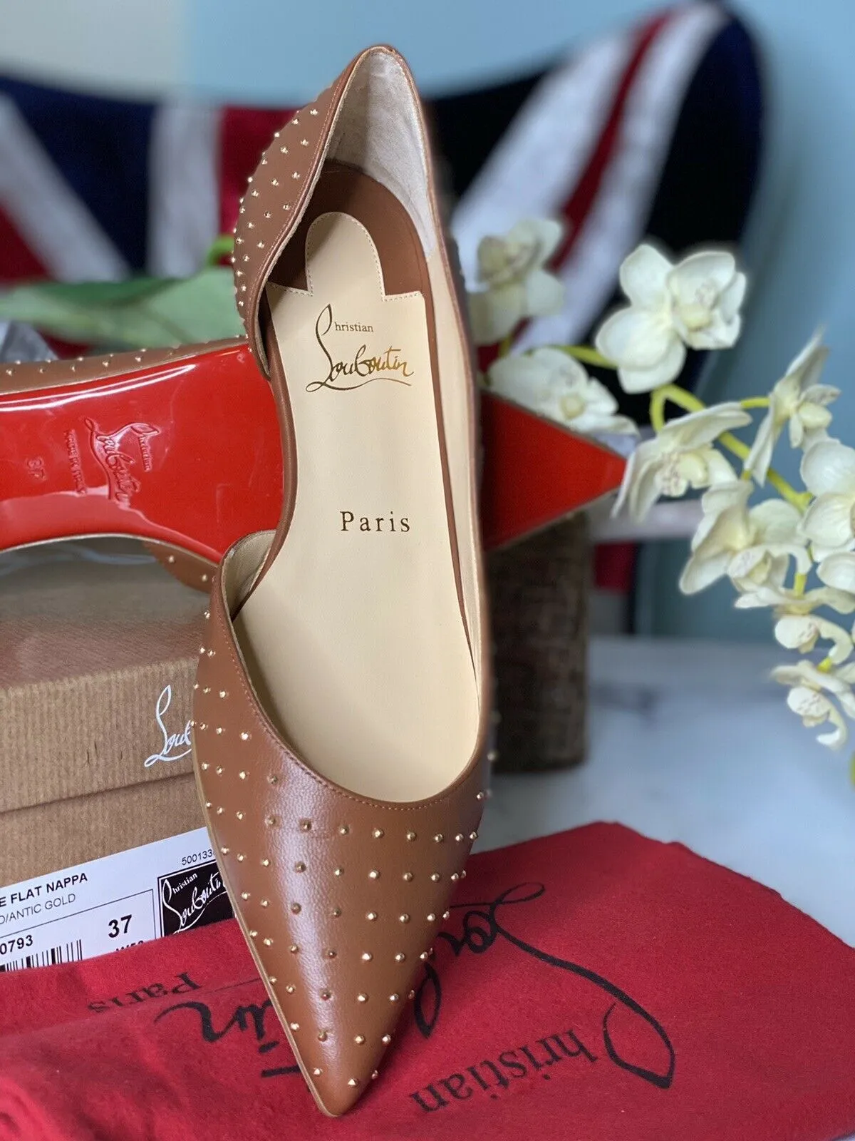 Authentic Christian Louboutin Iriza Studded  Ballerina Flats Size 37 (7)
