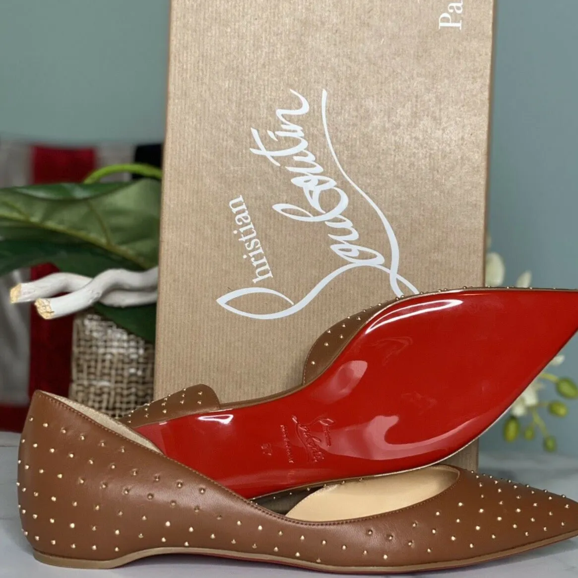 Authentic Christian Louboutin Iriza Studded  Ballerina Flats Size 37 (7)