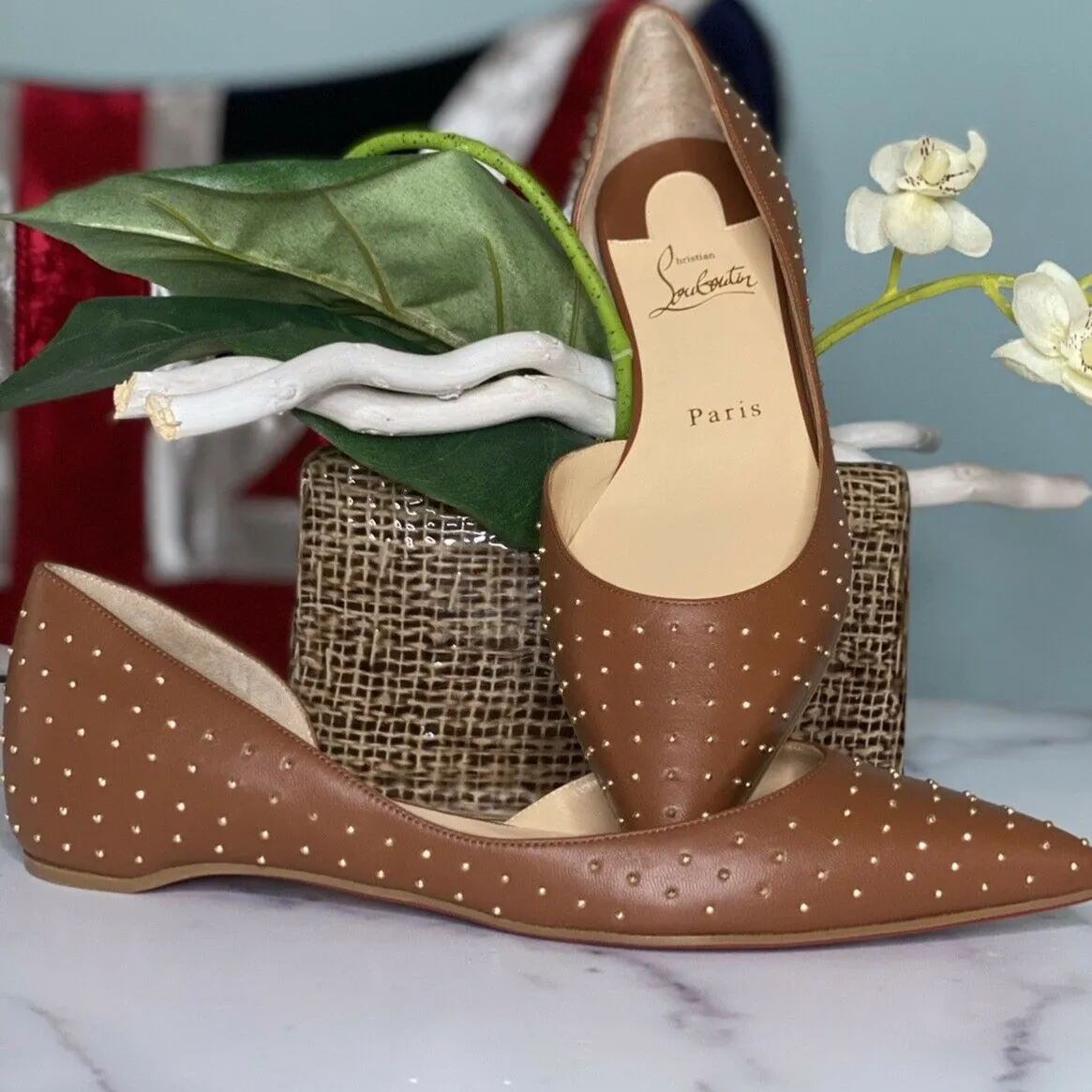 Authentic Christian Louboutin Iriza Studded  Ballerina Flats Size 37 (7)