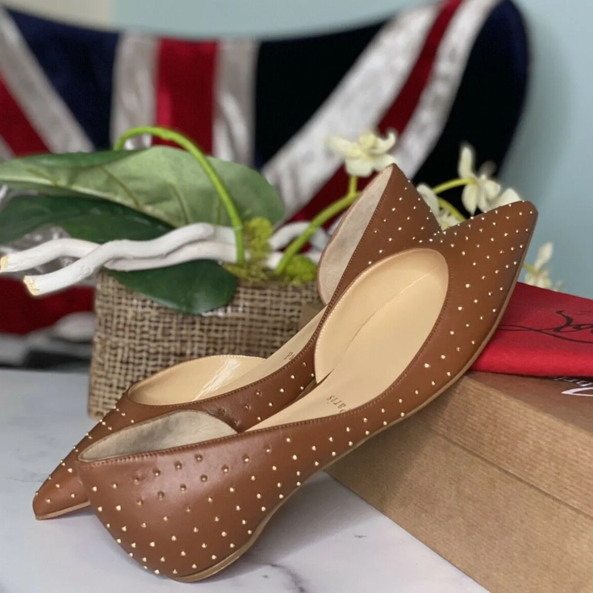 Authentic Christian Louboutin Iriza Studded  Ballerina Flats Size 37 (7)