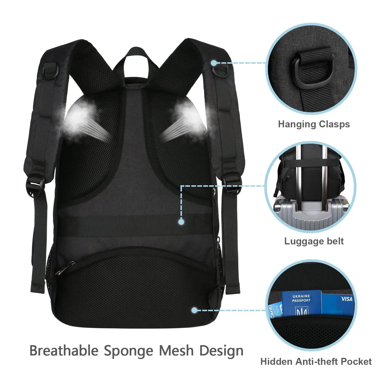 Backpack, large laptop backpack  school backpack laptop bag with USB charging port anti theft