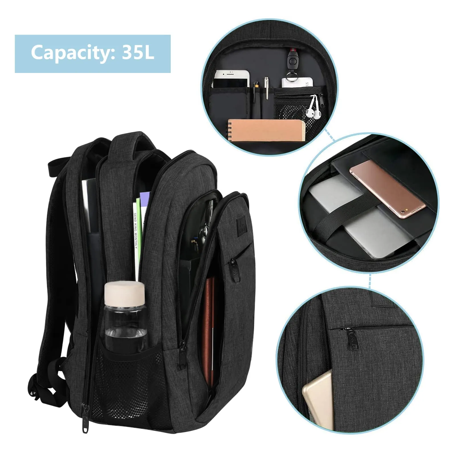 Backpack, large laptop backpack  school backpack laptop bag with USB charging port anti theft