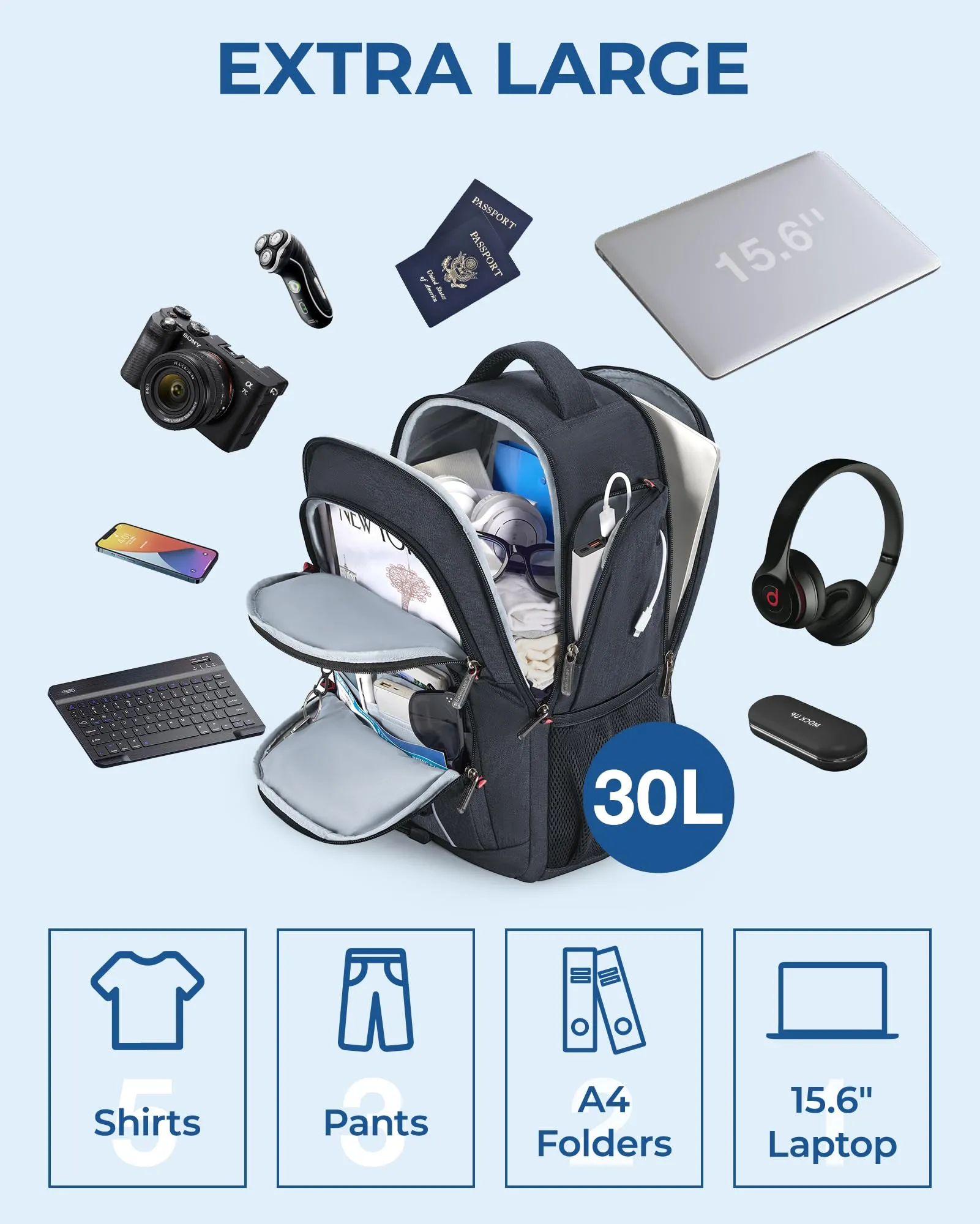 BAGSMART Water Resistant Laptop Backpack with USB Charger
