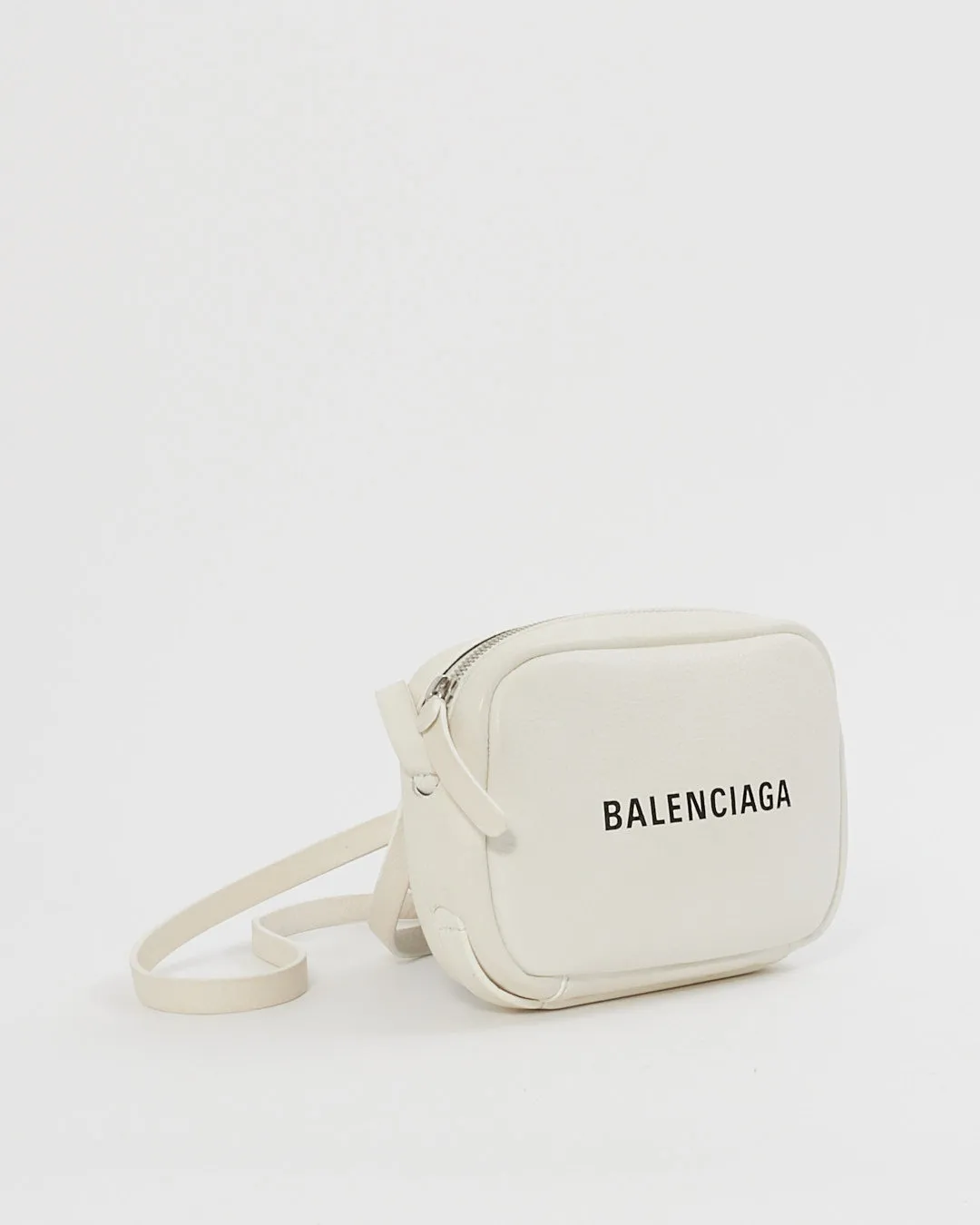 Balenciaga White Leather Logo Everyday XS Camera Bag