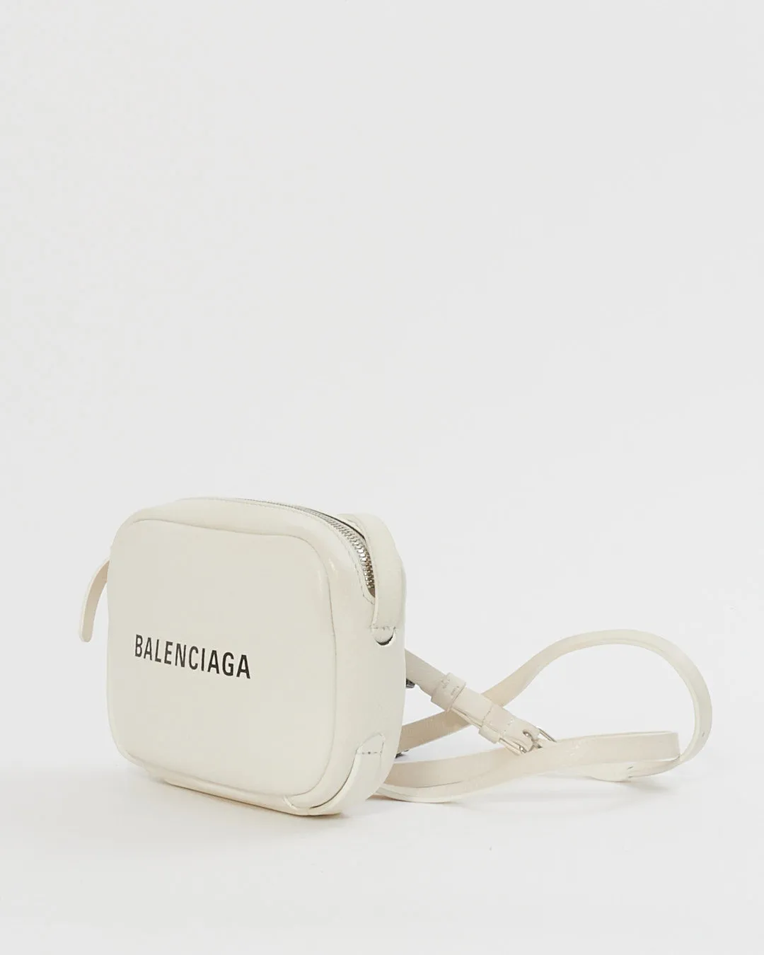 Balenciaga White Leather Logo Everyday XS Camera Bag