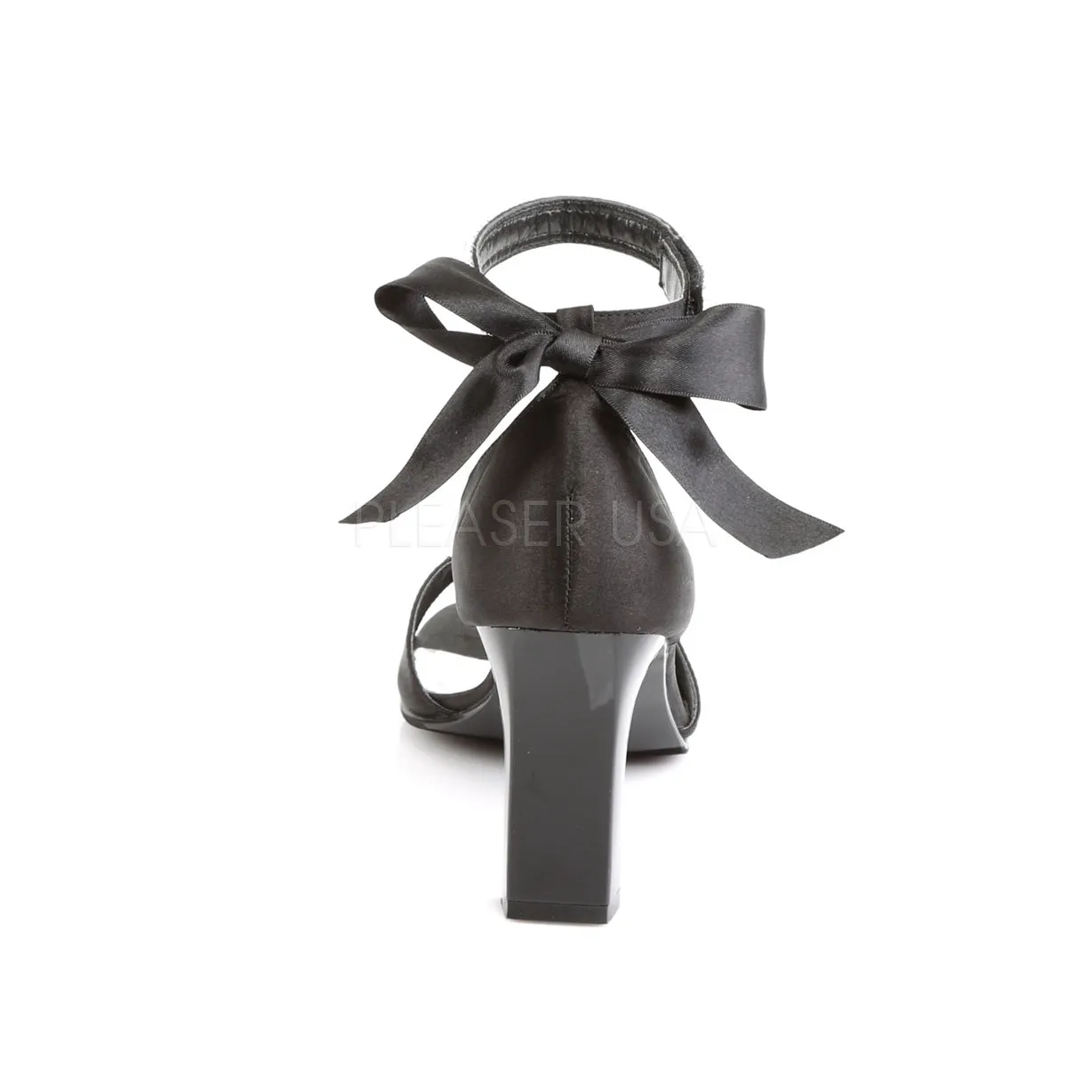 Black Bow Sandals with 3.25-inch Block Heels PS-ROMANCE-372