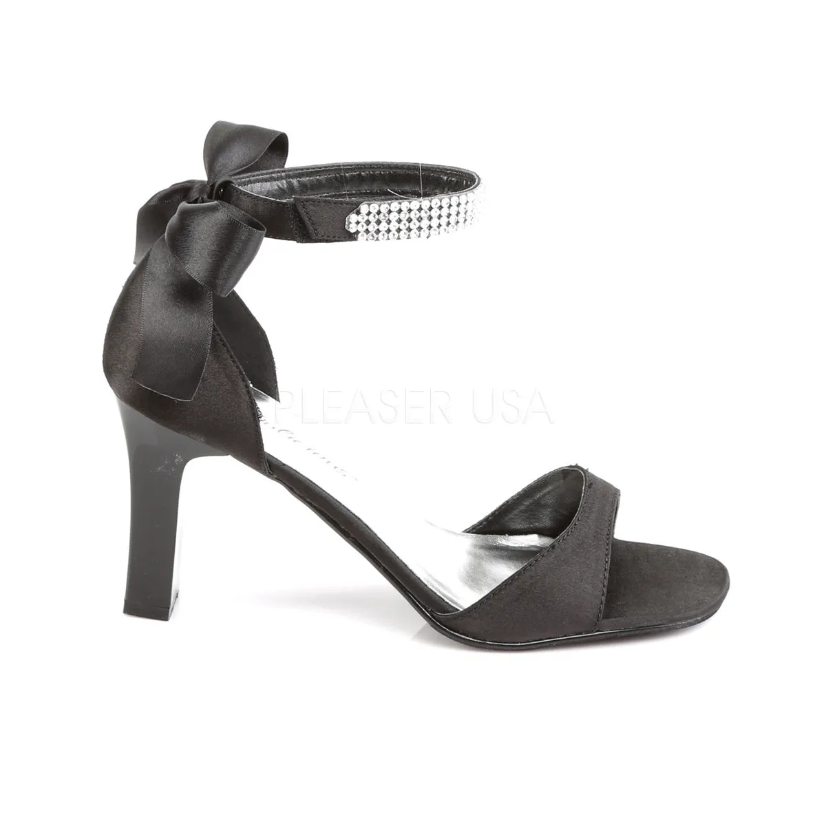 Black Bow Sandals with 3.25-inch Block Heels PS-ROMANCE-372