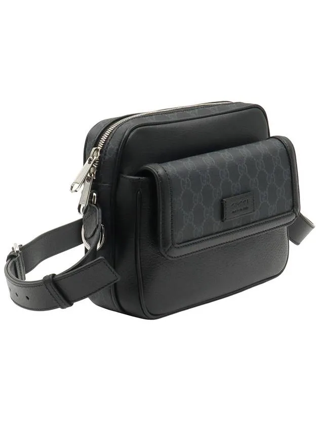 Black GG Supreme Canvas Leather Small Messenger Cross Bag 795464