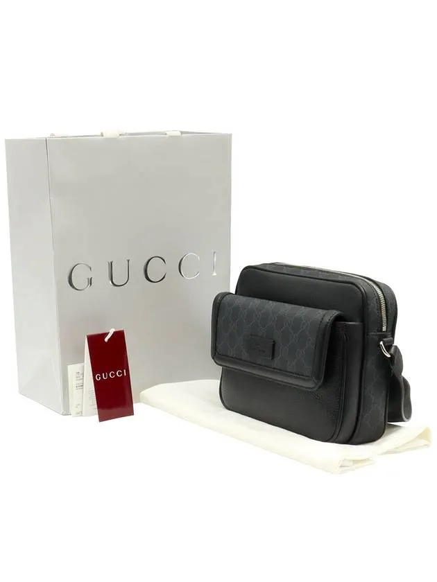 Black GG Supreme Canvas Leather Small Messenger Cross Bag 795464