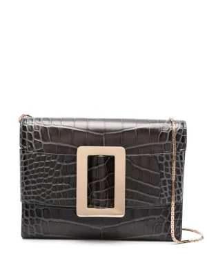 Boyy Women Buckle Travel Case Croco Embossed Leather Clutch Bag