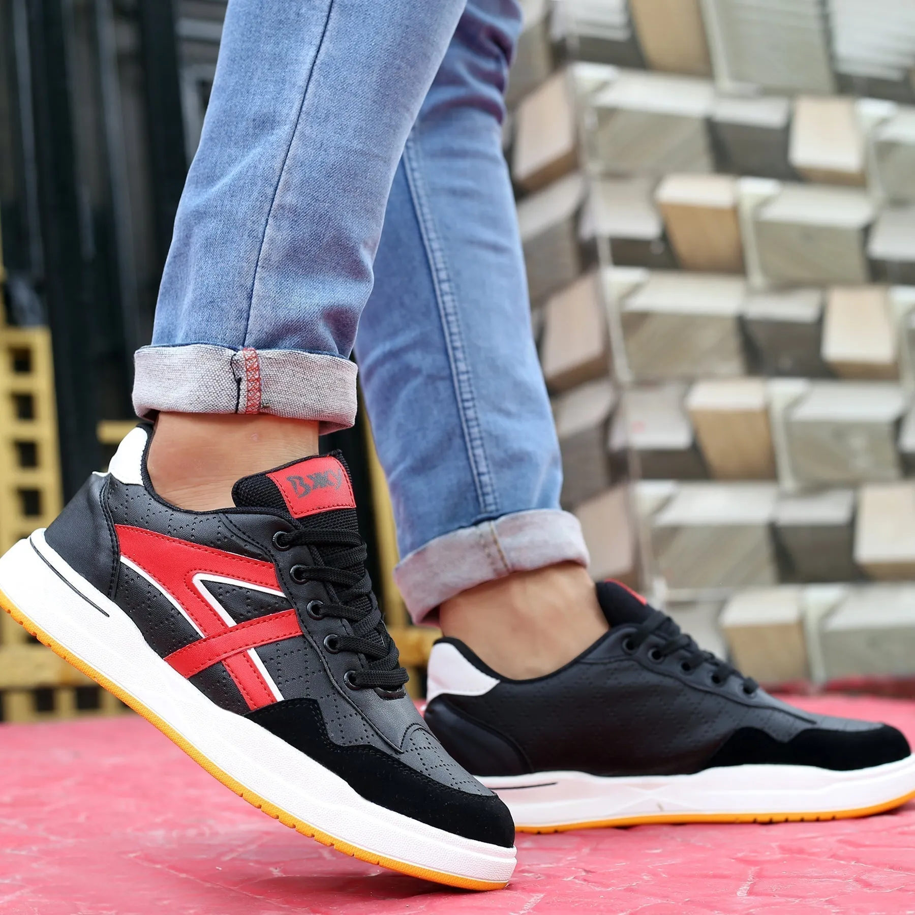 Bxxy's Men's Vegan Leather Sports Shoes
