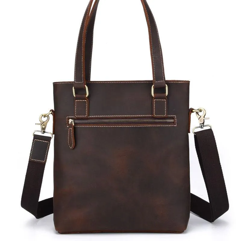 Cool Black Coffee Leather Tote Work Bag Handbag Briefcase Shoulder Bag For Men