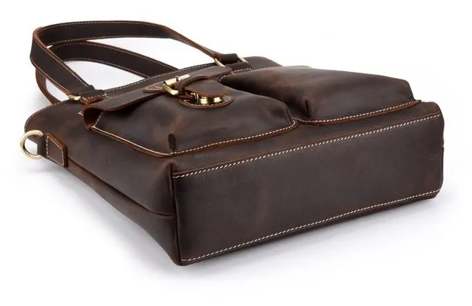 Cool Black Coffee Leather Tote Work Bag Handbag Briefcase Shoulder Bag For Men