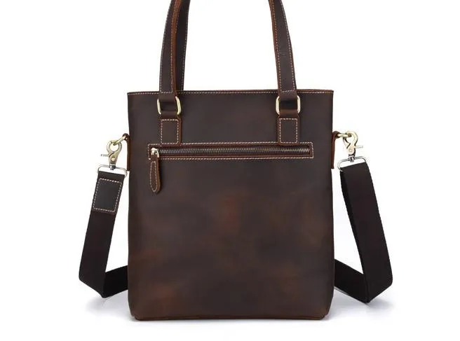 Cool Black Coffee Leather Tote Work Bag Handbag Briefcase Shoulder Bag For Men