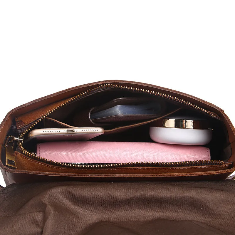 Cool Womens Brown Leather Satchel Bag Crossbody Bags Purse for Women