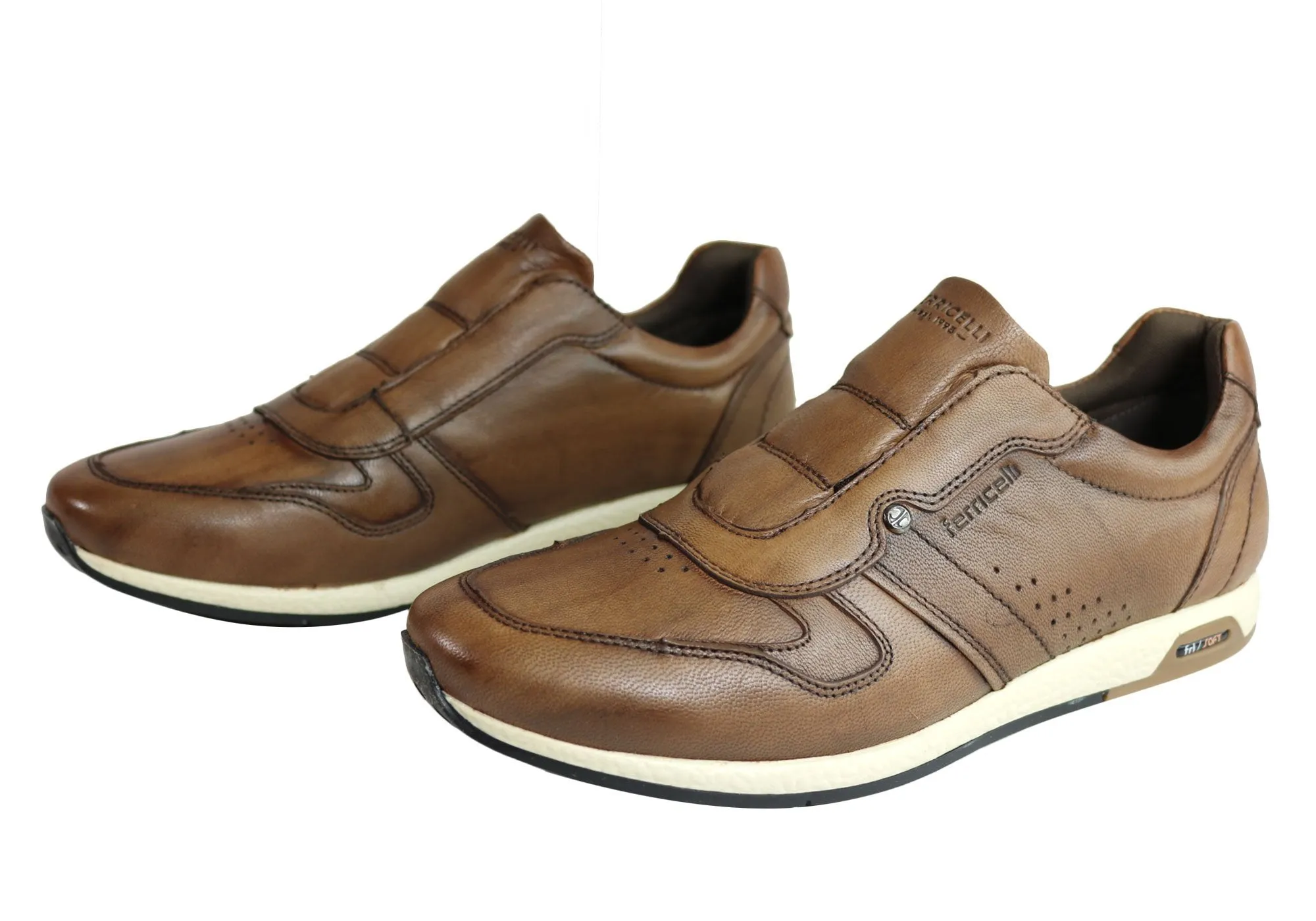 Ferricelli Carlo Mens Leather Slip On Casual Shoes Made In Brazil