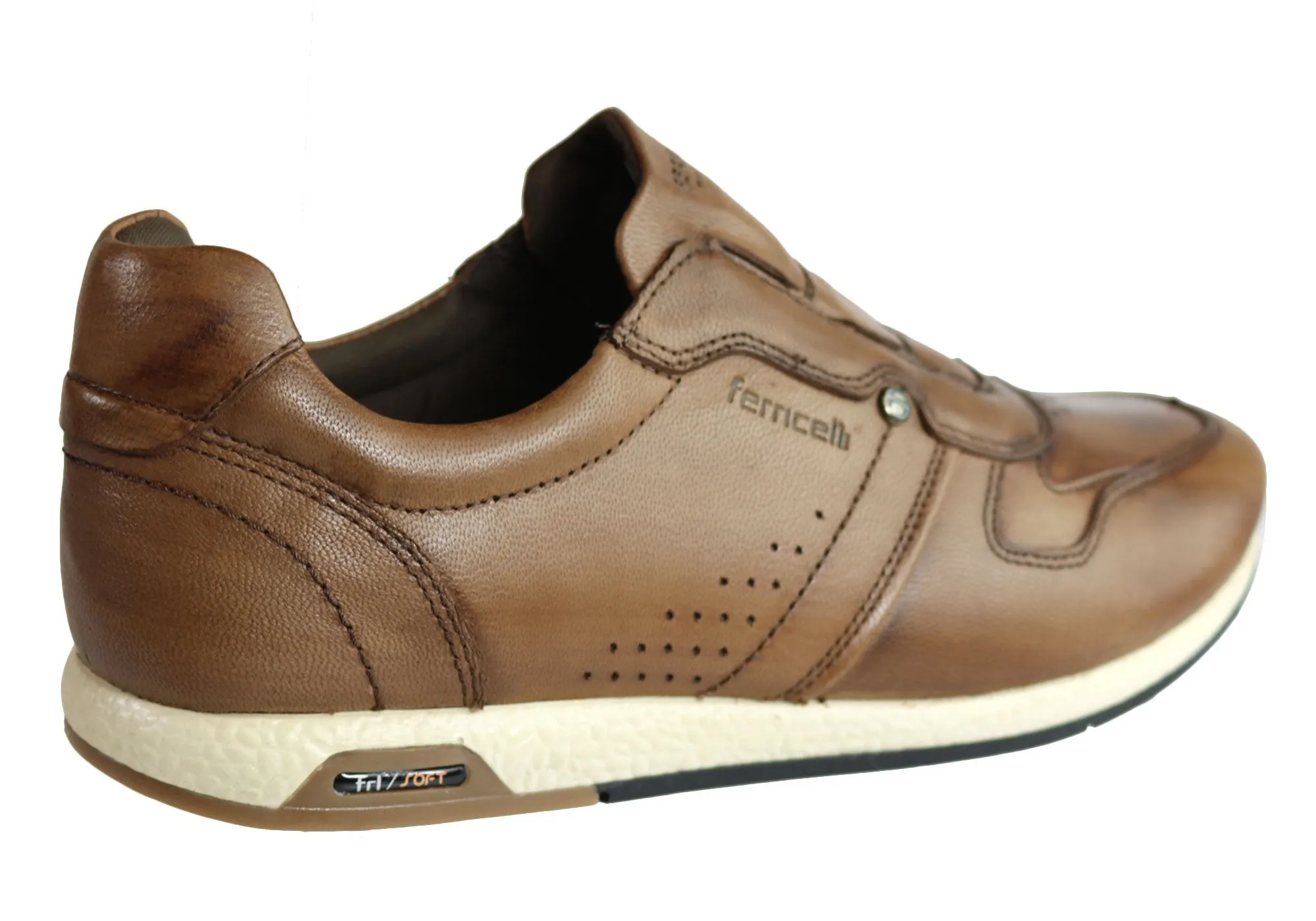 Ferricelli Carlo Mens Leather Slip On Casual Shoes Made In Brazil