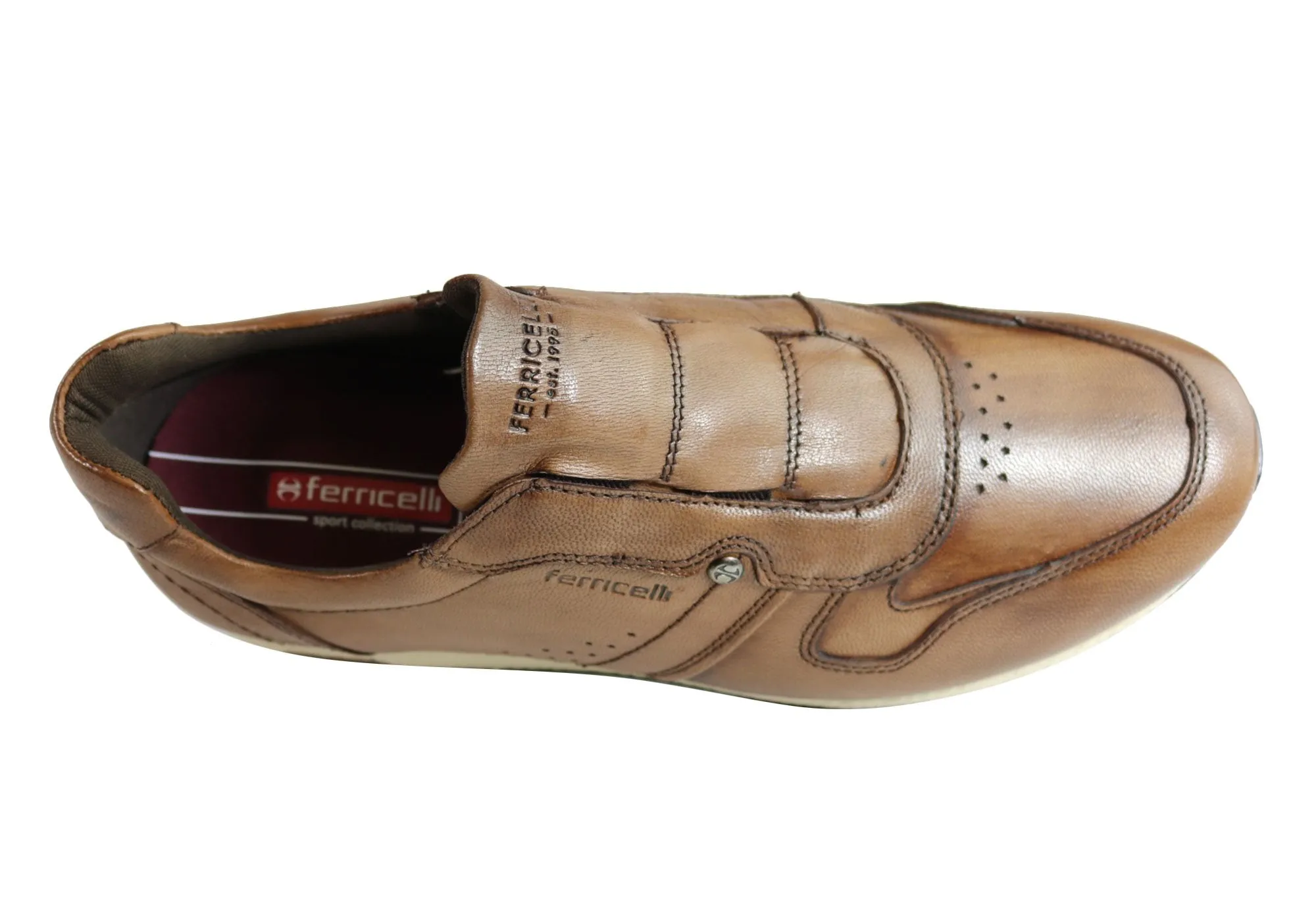 Ferricelli Carlo Mens Leather Slip On Casual Shoes Made In Brazil
