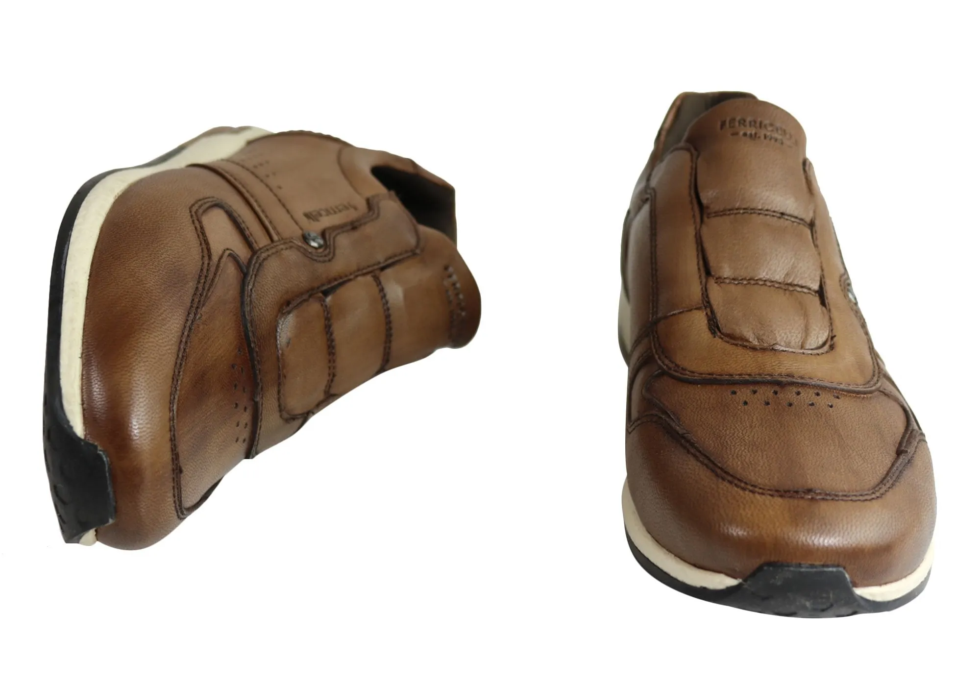Ferricelli Carlo Mens Leather Slip On Casual Shoes Made In Brazil
