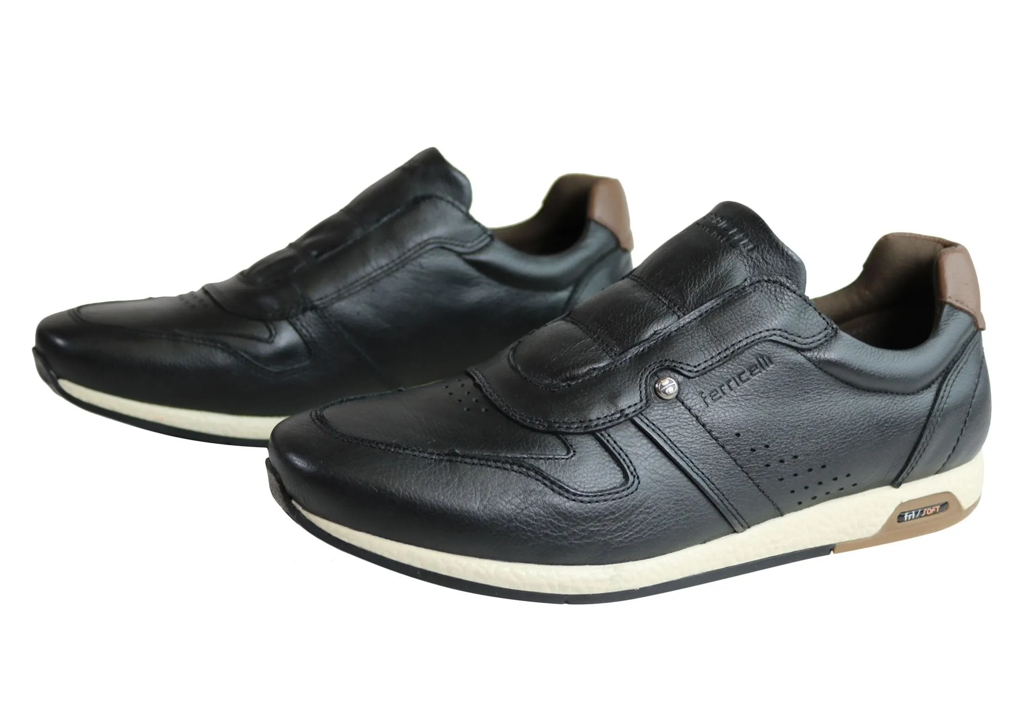 Ferricelli Carlo Mens Leather Slip On Casual Shoes Made In Brazil