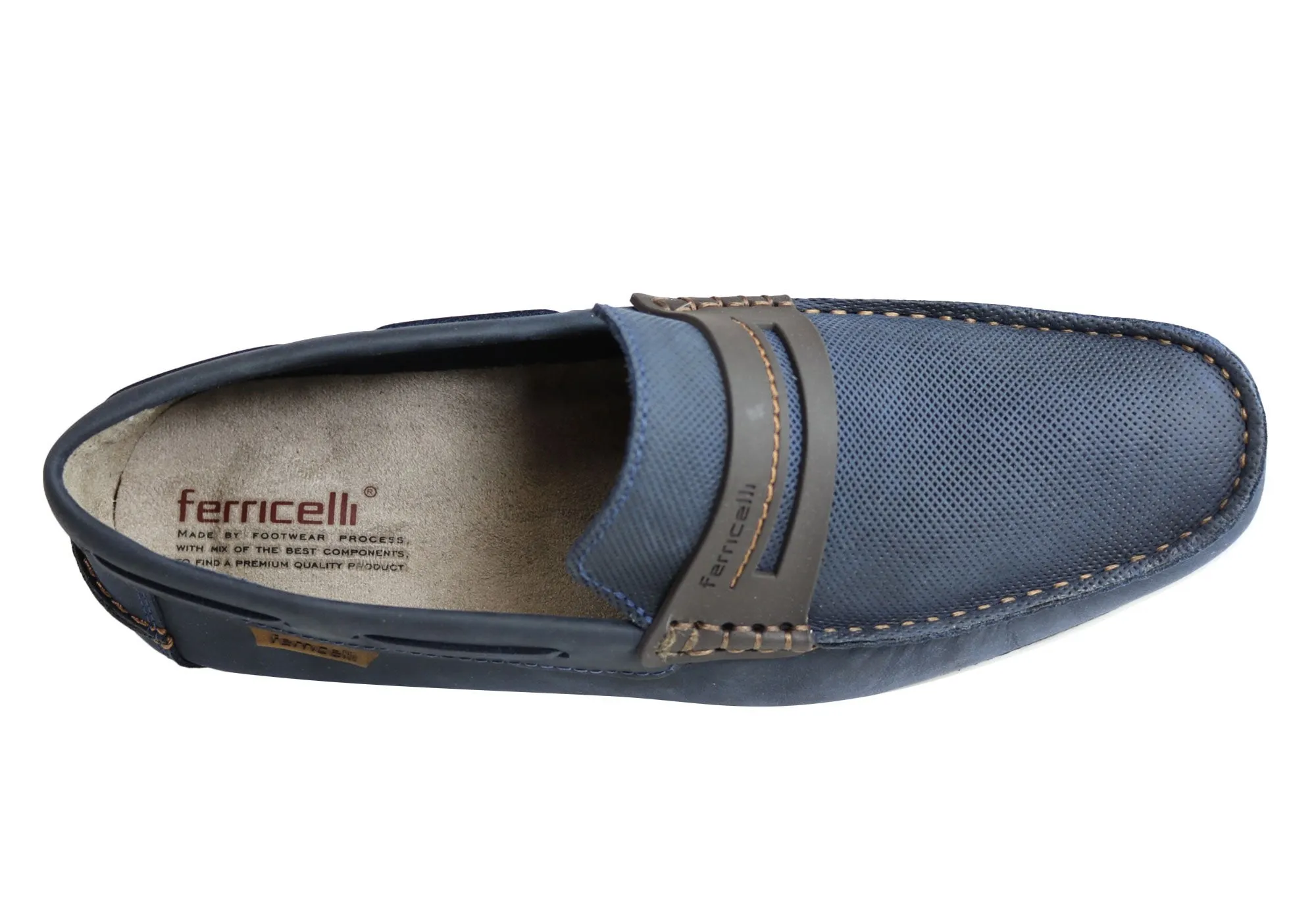 Ferricelli Mitchell Mens Leather Casual Loafer Shoes Made In Brazil
