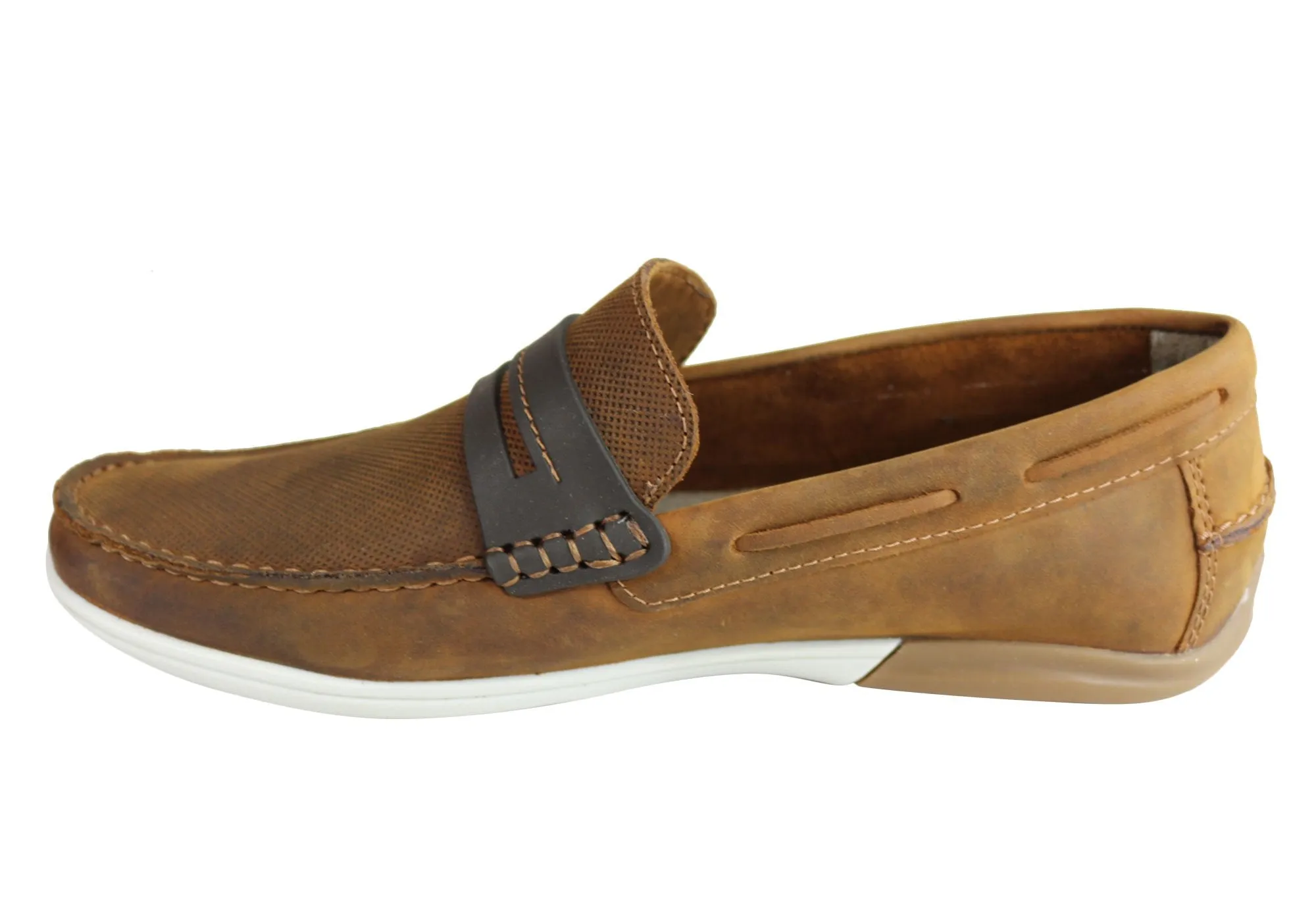 Ferricelli Mitchell Mens Leather Casual Loafer Shoes Made In Brazil