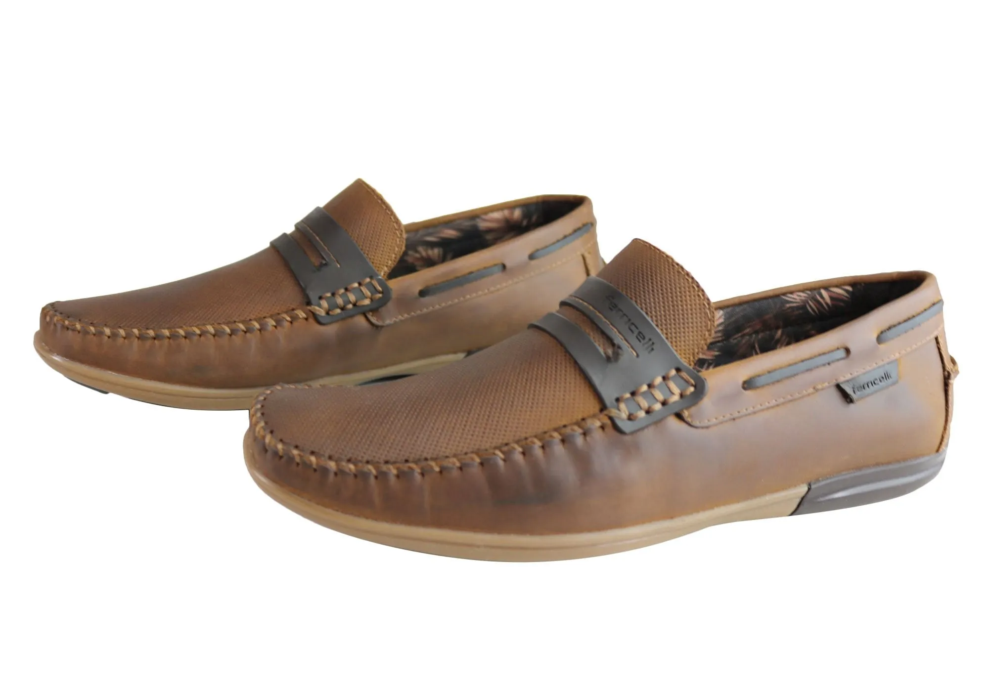 Ferricelli Mitchell Mens Leather Casual Loafer Shoes Made In Brazil