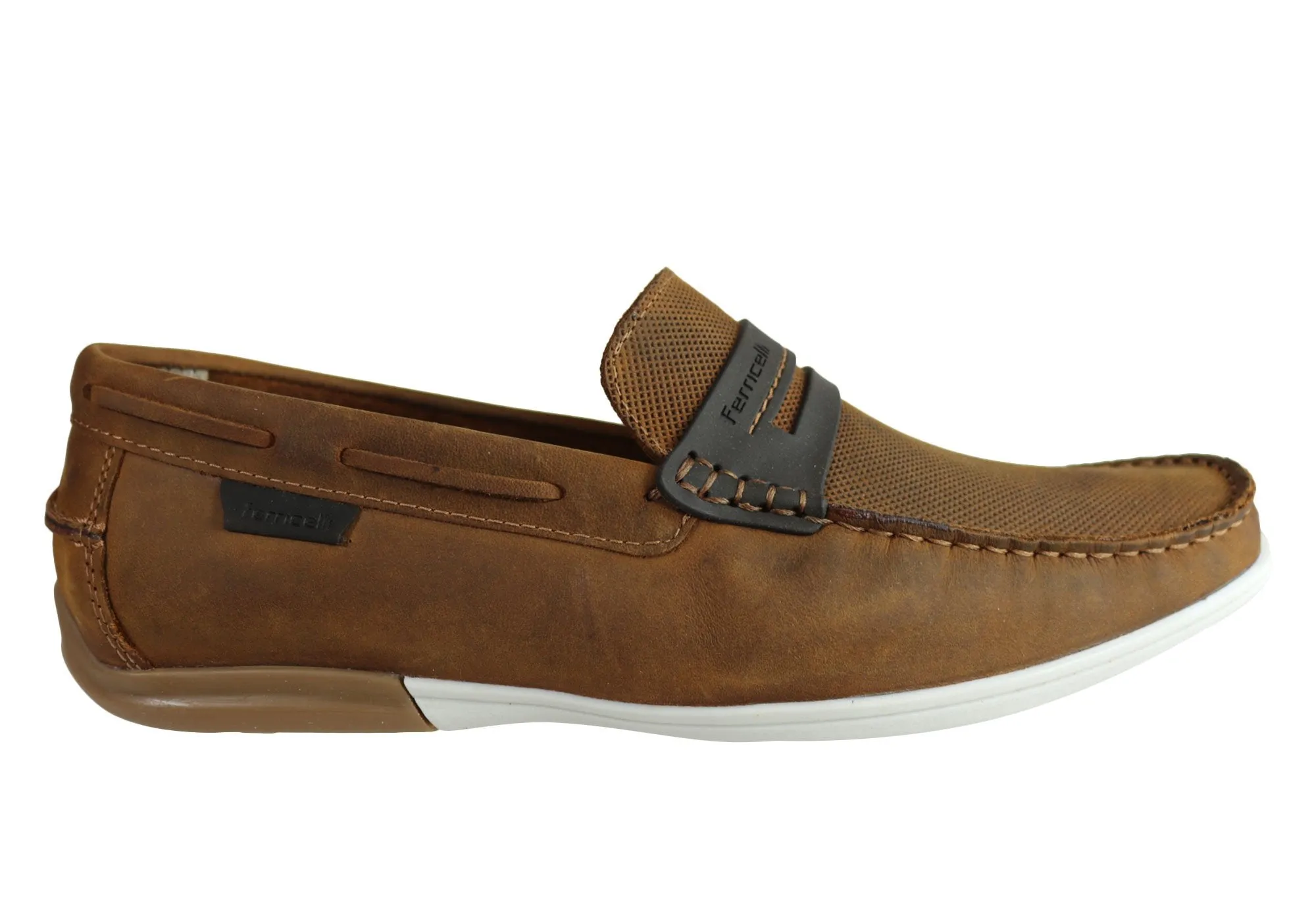 Ferricelli Mitchell Mens Leather Casual Loafer Shoes Made In Brazil