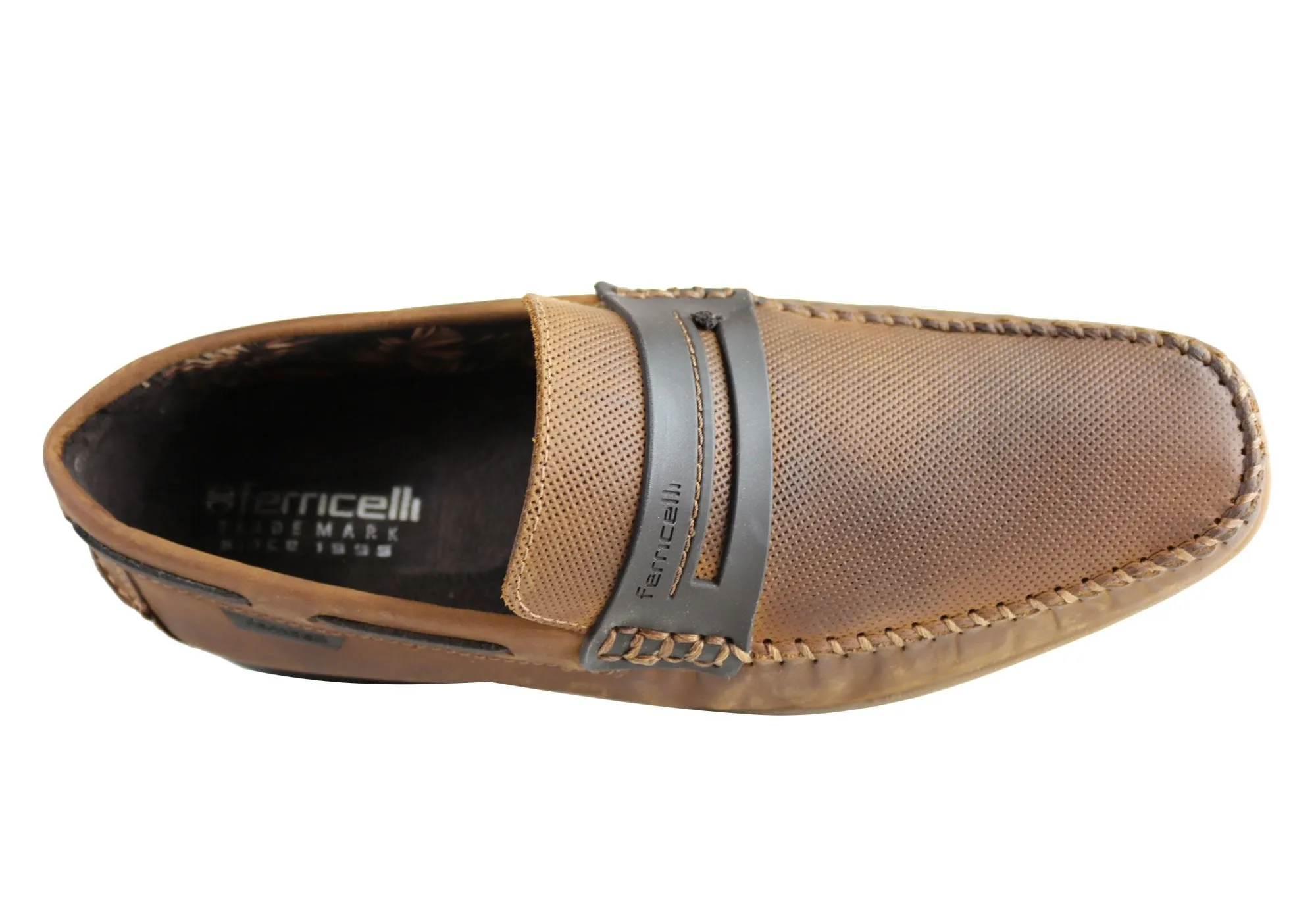Ferricelli Mitchell Mens Leather Casual Loafer Shoes Made In Brazil