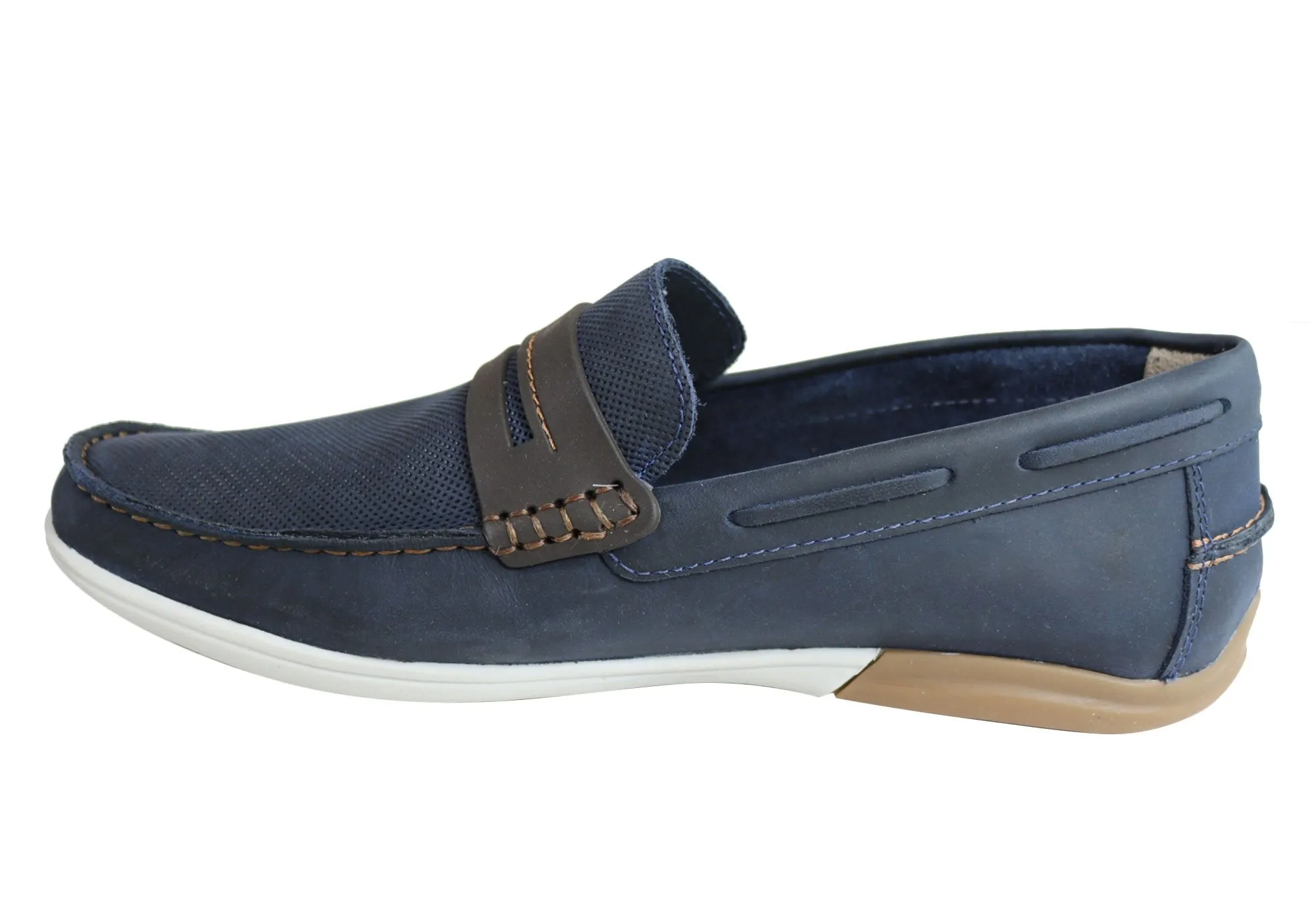 Ferricelli Mitchell Mens Leather Casual Loafer Shoes Made In Brazil