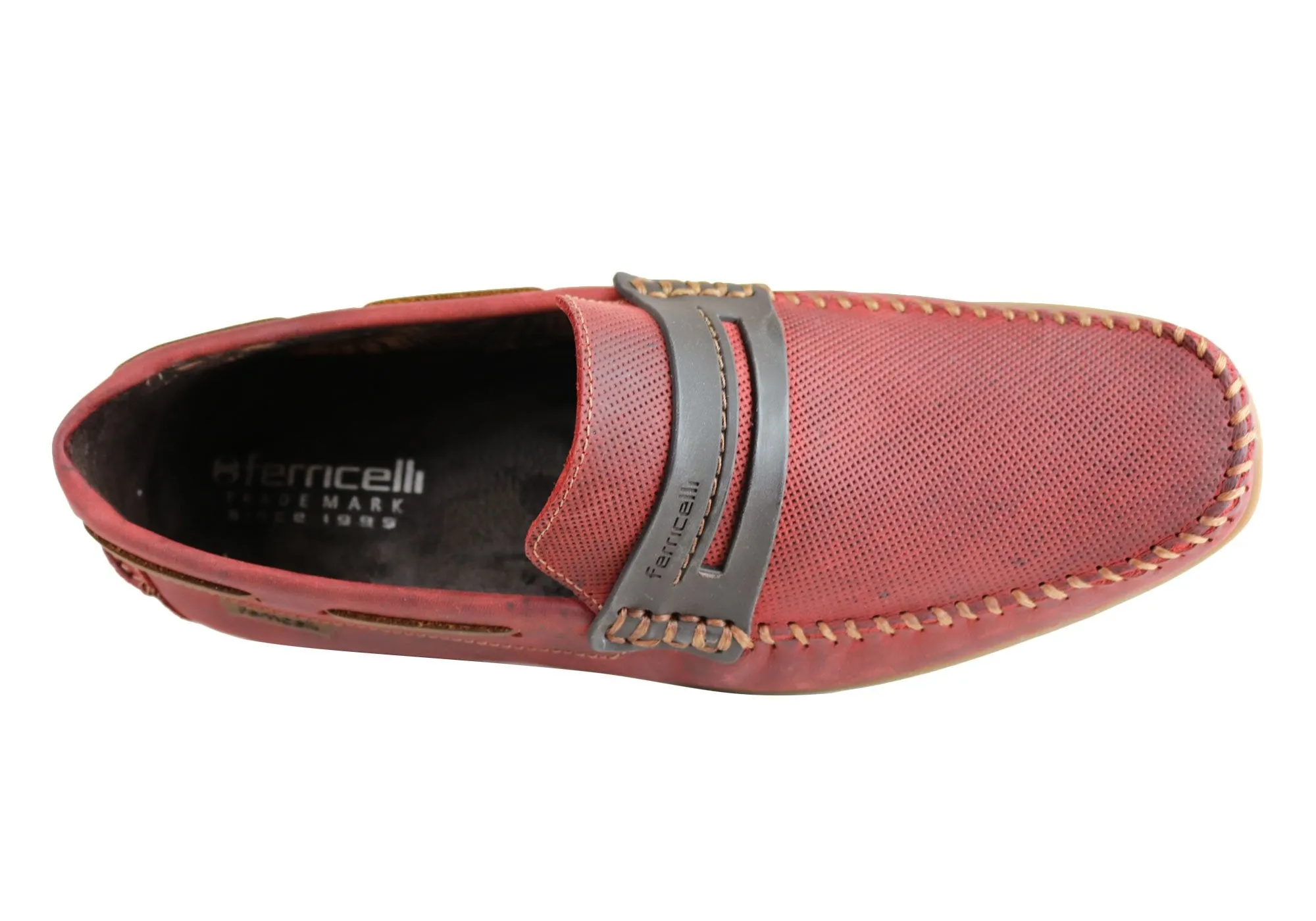Ferricelli Mitchell Mens Leather Casual Loafer Shoes Made In Brazil
