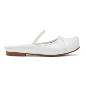 Flat Apartment White Pointed Toe Sabot Ballerina Flats
