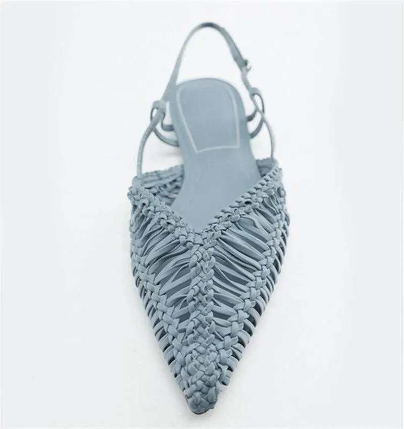 Flat Woven Slingback Flats - Sky Blue