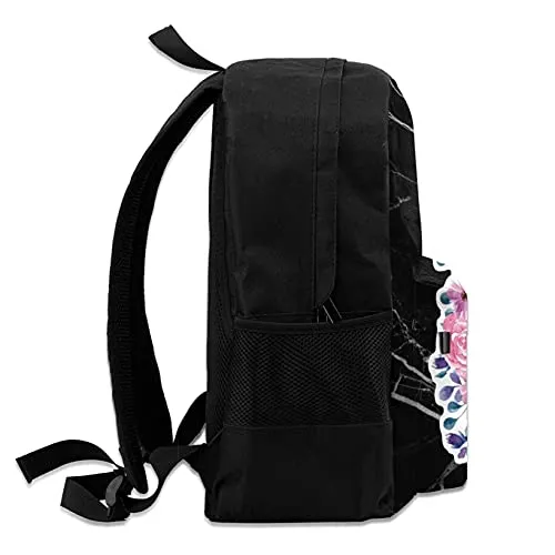 Floral Letter K Backpack for College School Travel, Laptop Backpack Bookbag for Women Men
