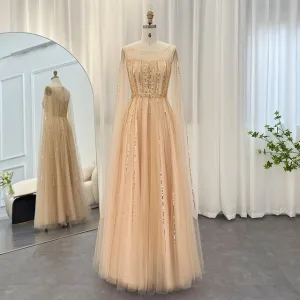 For Sale Elegant Gold Evening Dress with Cape Sleeves SS217