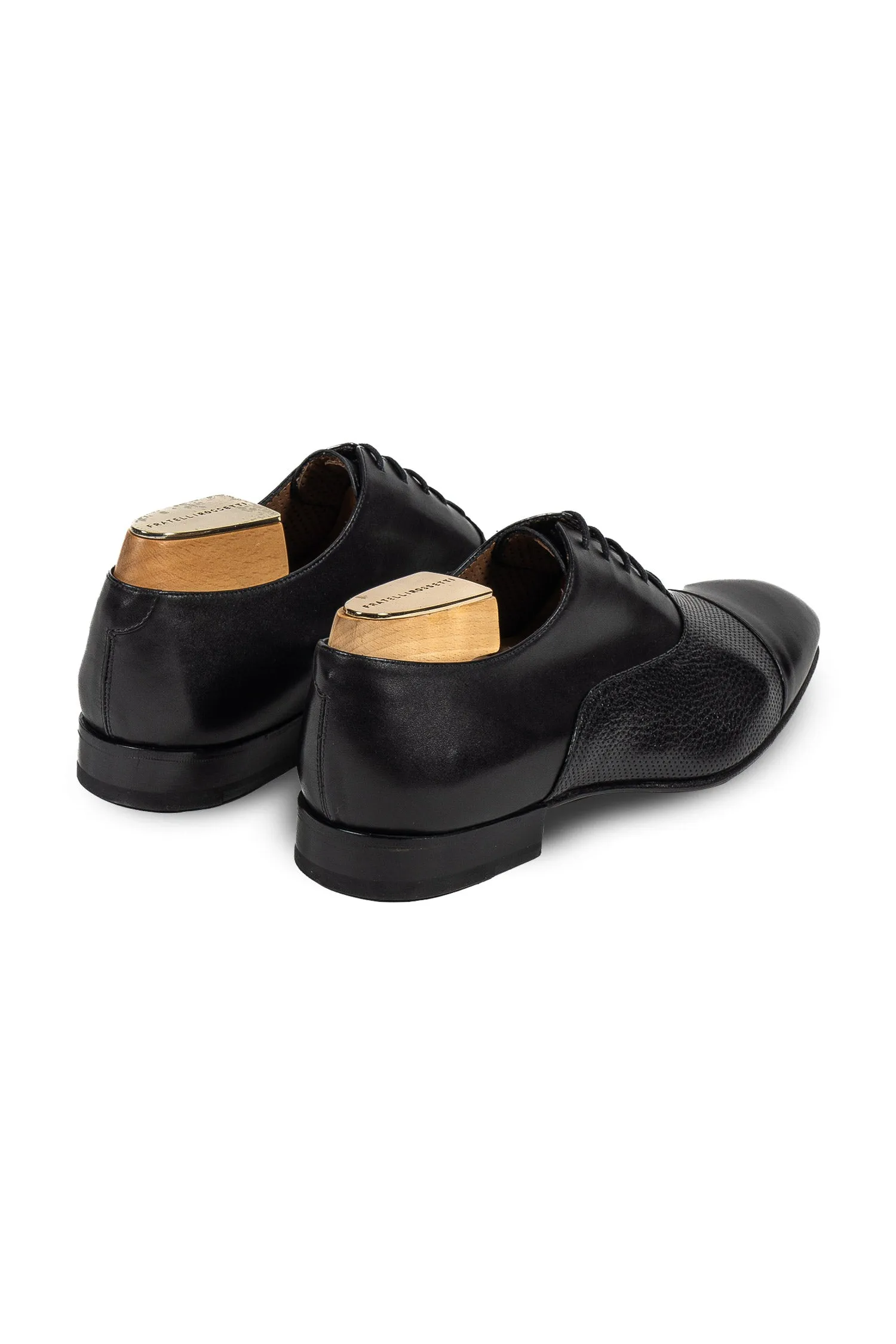 FRATELLI ROSSETTI Black Smooth & Perforated Leather Lace Up