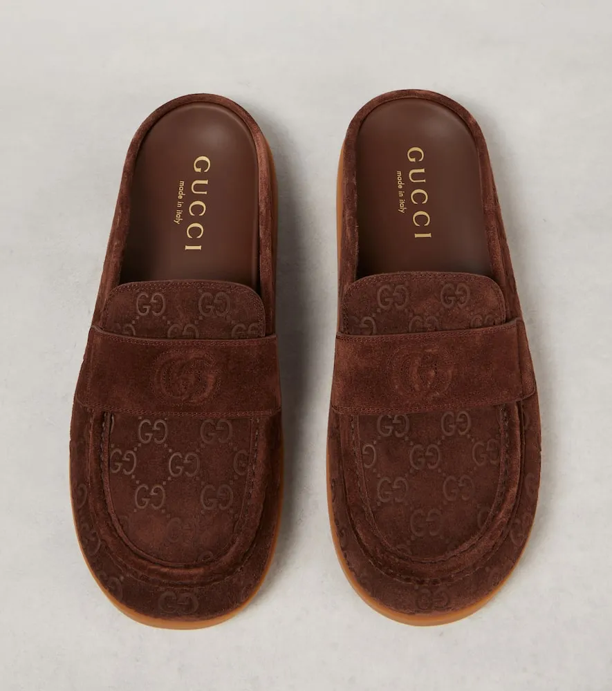 Gucci Double G GG suede mules