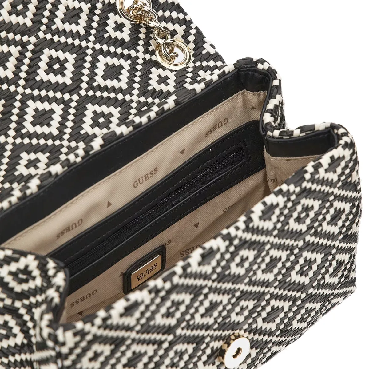 Guess - Rianee Black raffia Mini Shoulder Bag - HWWR9228210 - BLACK