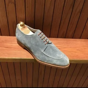 Handmade Gray Dress Shoes, Suede Leather Lace up Shoes, business Dress Shoes
