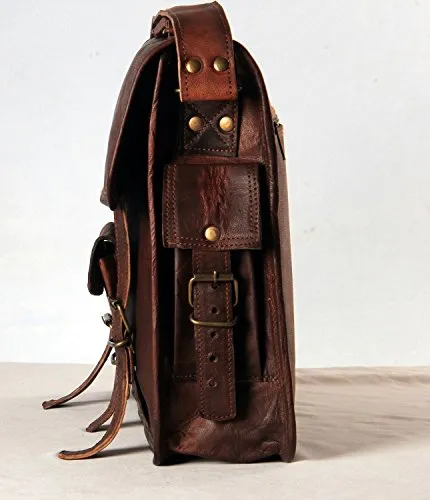 Handmadecraft Leather Unisex Real Leather Messenger Bag For Laptop Briefcase Satchel ...