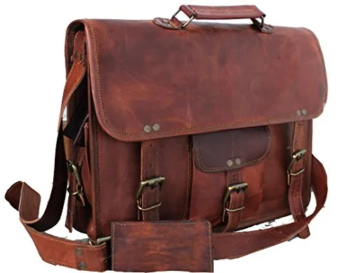 Handmadecraft Leather Unisex Real Leather Messenger Bag For Laptop Briefcase Satchel ...
