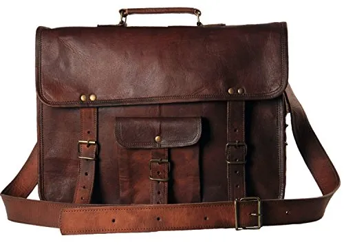 Handmadecraft Leather Unisex Real Leather Messenger Bag For Laptop Briefcase Satchel ...