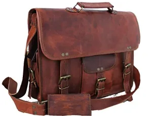 Handmadecraft Leather Unisex Real Leather Messenger Bag For Laptop Briefcase Satchel ...
