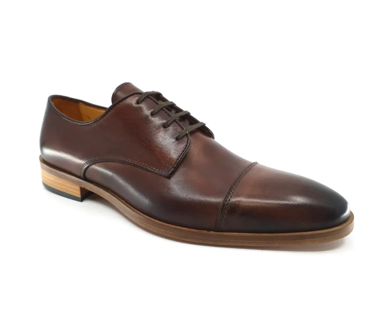 Imaschi Gold 3371 Vitello Brandy Dark Brown 4 Eyelet Shoe Made In Italy